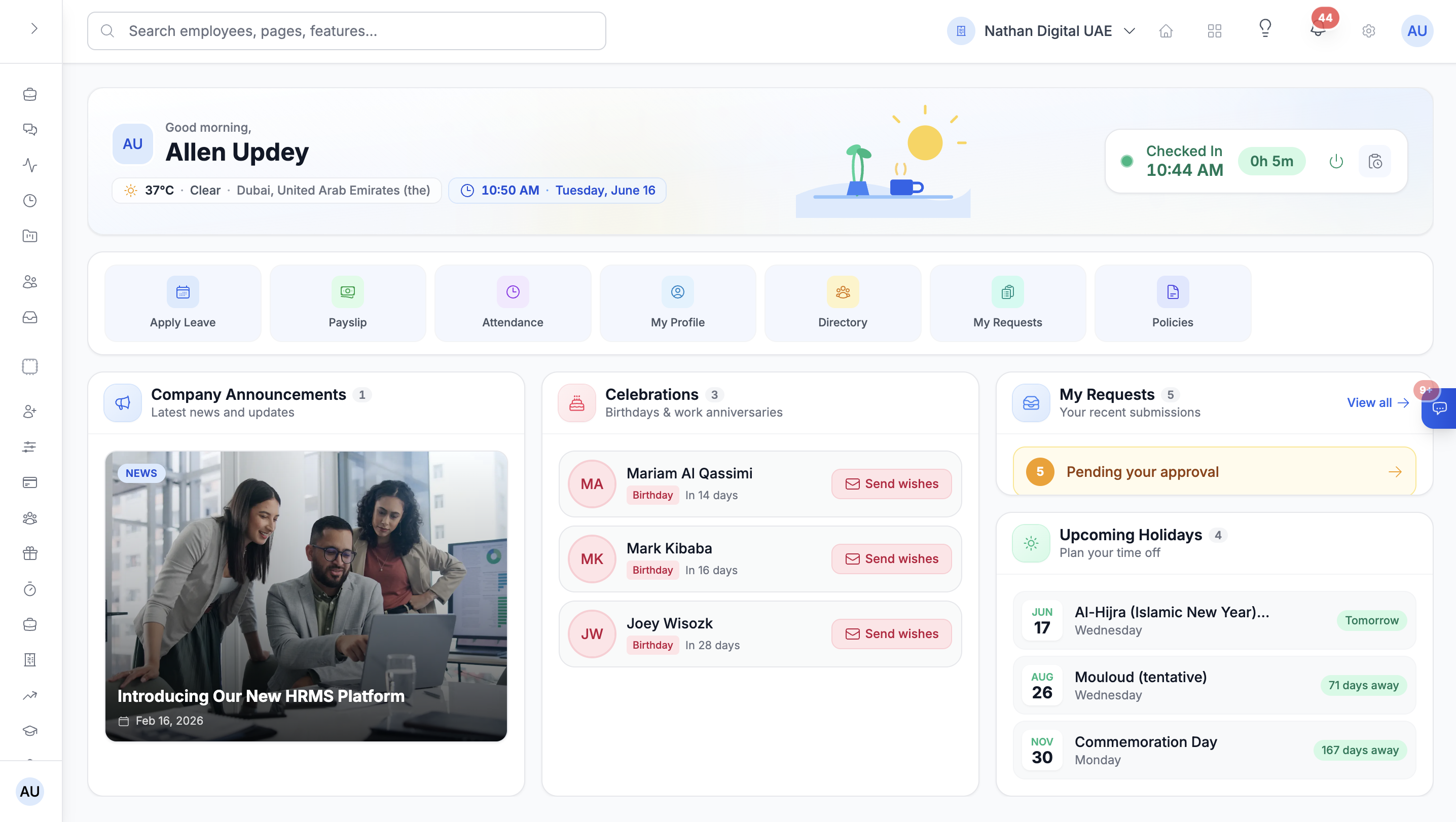 Nathan HRMS dashboard
